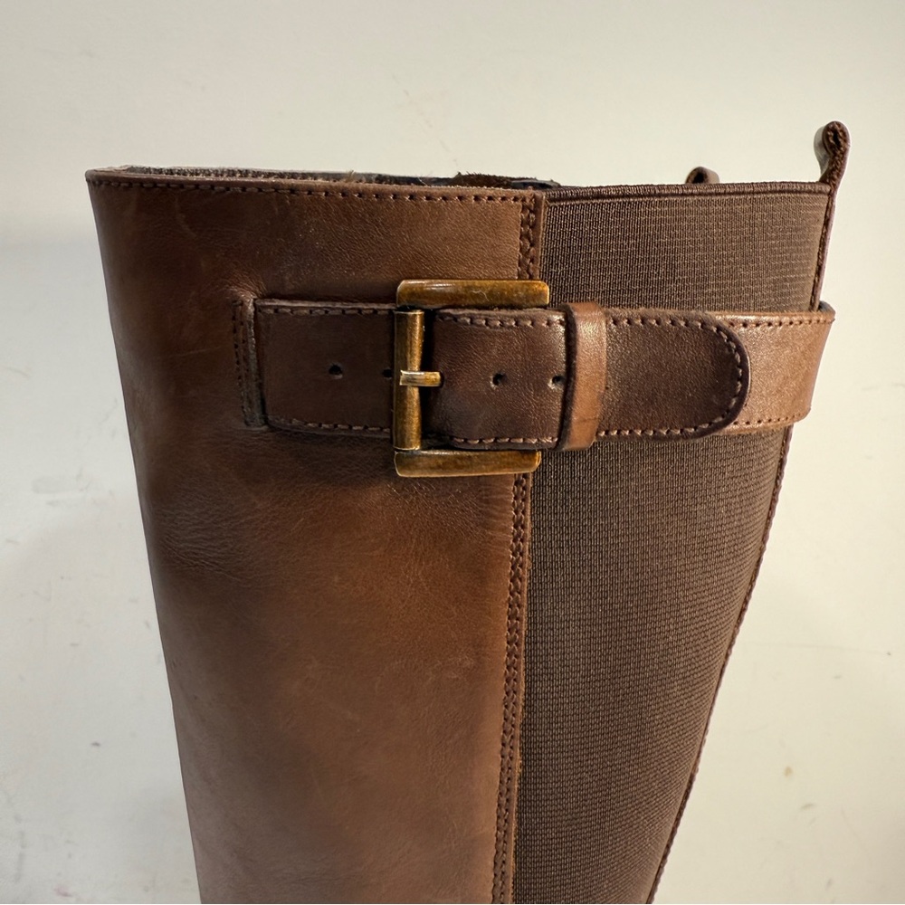 Dune London Knee High Tall Brown Zip Leather Riding Boots Women's Size 39 8 US - Picture 7 of 13